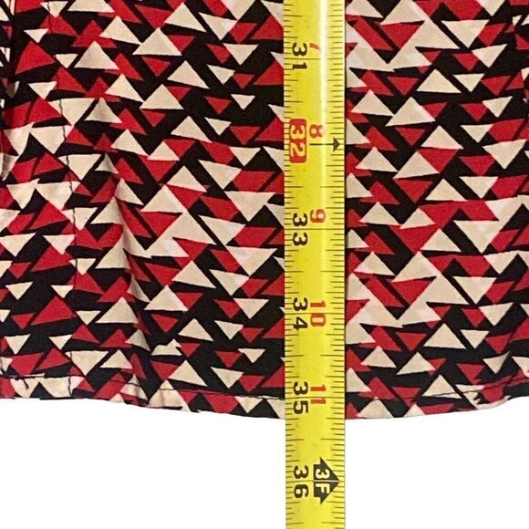 J. Jill Red Black White Geometric Button Front Shirt Dress Roll Tab Sleeves 2P - Picture 9 of 9